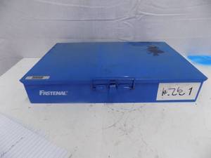 lot 76 image: Blue Storage Box with Hardware 18 12 x 12 x 3 14