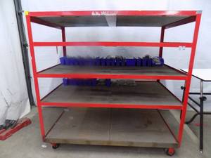 lot 80 image: Red Steel Rack on Casters