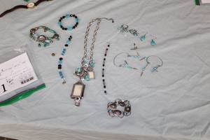 Necklace, (3) Bracelets, (3 pair) Earrings, Watch, Pin