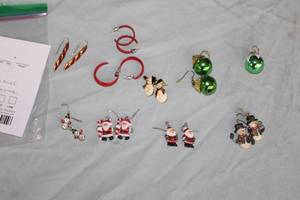 Lot of (9 pair) Womens Christmas Earrings