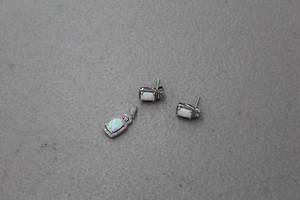 Lot of (1 Pair) Sterling Silver Earrings with Matching Pendant