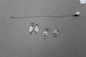 Sterling Silver Pendant Necklace and (2 pair) Sterling Silver Earrings