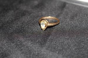 Womens Round DiamondPear Shaped Light Blue Fashion Stone 14K Gold Ring Size 5-12