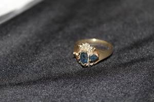 Womens Round DiamondsBlue Fashion Stones 10K Gold Ring Size 5-12