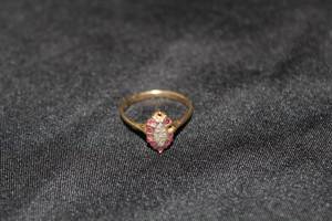 Womens Round DiamondsRubies 24K Gold Ring Size 5-12