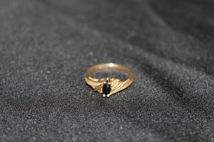 Womens Black Marquise Cut Stone 10K Gold Ring Size 2-12
