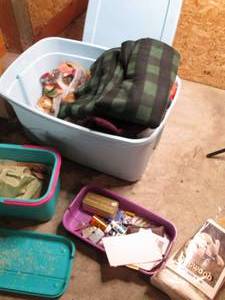 Huge covered tote overflowing with ...