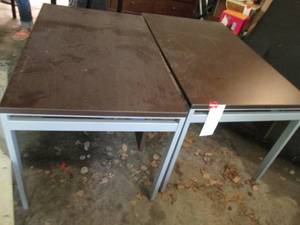 Set of(2) metal frame, wood top wor...