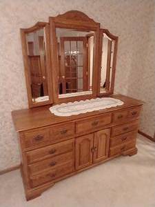 Solid Oak Dresser & Mirror