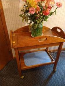 Rolling Wooden Kitchen CartServing Tray