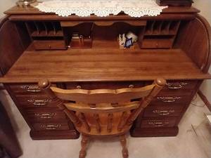 Oak Rolltop Desk & Chair