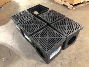 Lot of 6 NDS 12 in. x 12 in. Drainage Catch Basin, 2 Opening Kit Customer Returns See Terms on Auction
