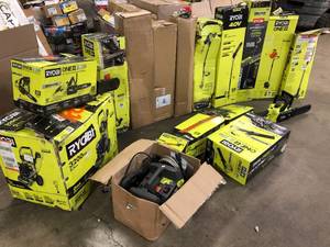 Pallet of Mixed Assorted Ryobi Lawn Care Items Various Models and Conditions Customer Returns See Terms on Auction