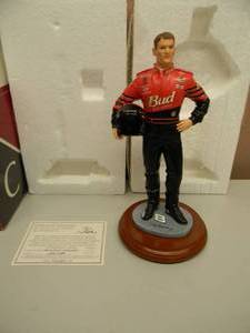 CHARACTER COLLECTIBLES - LIMITED EDITION - DALE EARNHARDT JR HOLDING HELMET SCULPTURE  - CERTIFICATE OF AUTHENTICITY