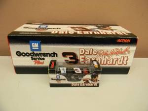 ACTION RACING COLLECTIBLES - DALE EARNHARDT #3 GM GOODWRENCH SERVICE PLUS - 124 SCALE DIE-CAST - 1999 MONTE CARLO - WITH MATCHING 164 SCALE DIE-CAST STOCK CAR -NEW IN BOX - SEE PICTURES