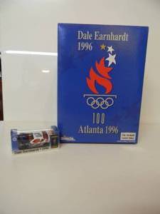 WINSTON CUP COLLECTIBLES - DALE EARNHARDT #3 LIMITED EDITION  - 124 SCALE STOCK CAR ON BANK BASE - 100 ATLANTA 1996 - WITH MATCHING 164 SCALE DIE-CAST STOCK CAR - NEW IN BOX - SEE PICTURES