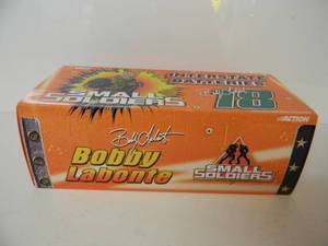ACTION RACING COLLECTIBLES - BOBBY LABONTE #18 INTERSTATE BATTERIES SMALL SOLDIERS - 124 SCALE DIE-CAST BANK- 1998 PONTIAC - NEW IN BOX - SEE PICTURES