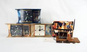 lot 35 image: Vintage Clocks including 3 Time Projector and Overview Ceiling Clock and 2  Stancraft Desk Set
