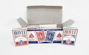lot 100 image: Box of 12 Vintage 1997 Hoyle Poker Size Playing Card Decks