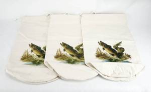 lot 13 image: Lot of 3 Vintage Fred Sweney Bass Canvas Bags