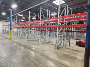 lot 271 image: Pallet Racking - Uprights (13), Cross Beams (48), Grates (48)