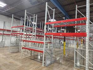 lot 276 image: Pallet Racking - Uprights (4), Cross Beams (12), Grates (12)