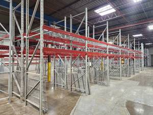 lot 277 image: Pallet Racking - Uprights (8), Cross Beams (28), Grates (28)