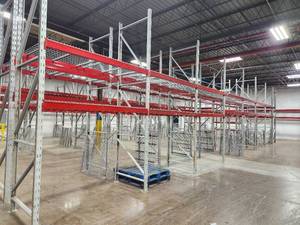 lot 280 image: Pallet Racking - Uprights (8), Cross Beams (28), Grates (28)