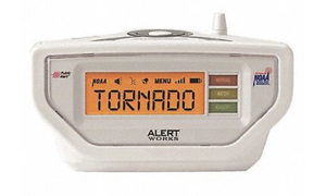 lot 13 image: ALERT WORKS Portable Weather Radio AMFMNOAA, Specific Area Message Encoding, White