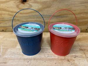 lot 50 image: PATIO ESSENTIALS Lot of 2- 17 oz. Citronella Painted Buckets