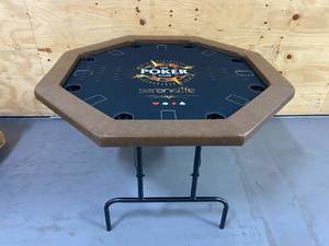 lot 9 image: SereneLife Poker Foldable-8 Players Octagonal Portable Folding Leisure Game Table