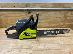 lot 107 image: RYOBI 14 in. 37cc 2-Cycle Gas Chainsaw with Hard Case