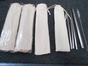 6 - 4pks Metal Straws with Cleaning...