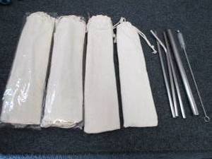 6 - 4pks Metal Straws with Cleaning...