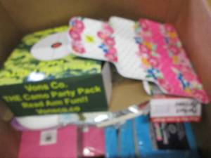 lot 245 image: box of napkins, paper plates and mo...