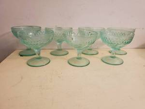 Seven Vintage Vaseline Sherbet Cups
