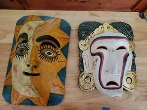 Two Wooden Wall-hanging Masks