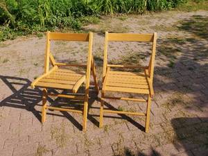 Pair Of Wood Foldup Chairs