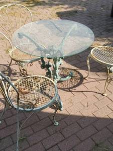 Outdoor Glass-Top Table With Three Chairs
