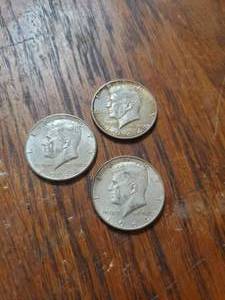 Three Silver 1964 Half Dollars