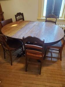 Old Kitchen Table With Six Chirs