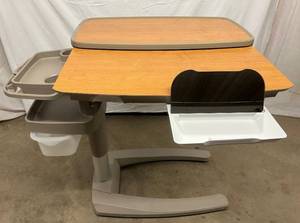 MSRP $2000 TOP OF THE LINE &amp AWARD WINNING STRYKER TRU-FIT SPLIT TOP HEIGHT ADJUSTABLE OVERBED TABLE&nbsp WSLIDE OUT VANITY COMPARTMENT &amp MIRROR ON BOTH SIDES PLUS SIDE TRAY WITH CUPHOLDERS &amp SIDE STORAGE COMPARTMENT - LIKE NEW