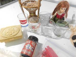 S&P shakers,ceramics , metal train car, collector glasses and more