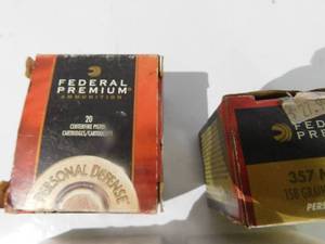 2 boxes of Federal 357 magnum 158 grain hydra shok shells