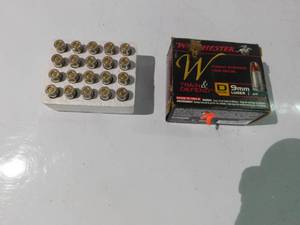 Box of winchester 9mm luger 147 grain hollow point shells