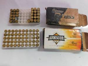 Partial box 45 auto and box of 45 ACP empty shell casings