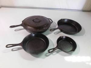 Set of cast iron pans