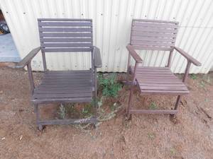 2 wood lawn fold up chairs