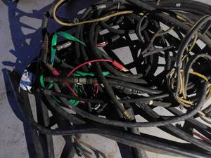 jumper cables, large electrical cable, hydraulic lines and other