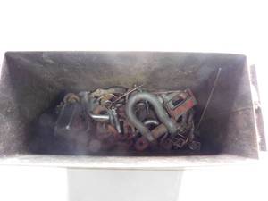 Military ammo Metal container of chain and chain hooks and more